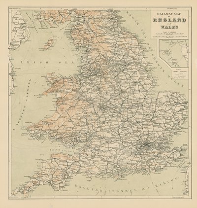 Railway Map of England and Wales  af English School