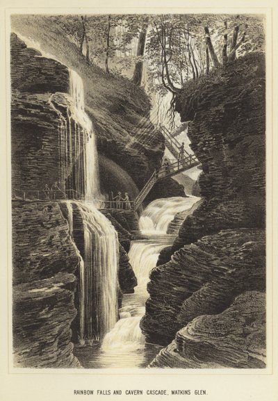Rainbow Falls og Cavern Cascade, Watkins Glen af English School