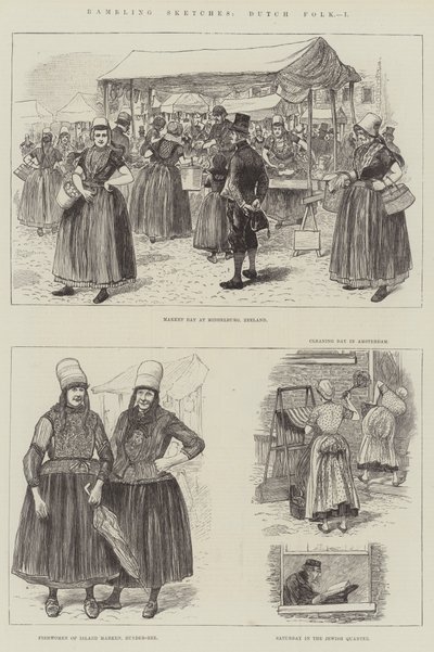 Vandrende skitser, hollandsk folkemusik (gravering) af English School