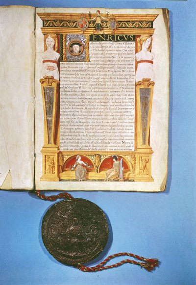 Ratifikation ved Henry VIII (1491-1547) af Ardres-traktaten, 17. juli 1546 af English School