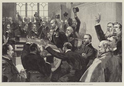 Genvalg af hr. Parnell som leder af det irske parti, 25. november 1890, i udvalgslokale nr. 15, House of Commons af English School