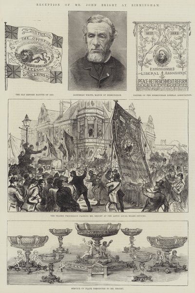 Modtagelse af hr. John Bright i Birmingham (gravering) af English School
