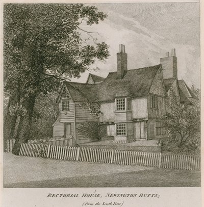 Rectorial House i Newington Butts, Southwark, London, fra sydøst af English School