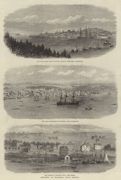 Regatta ved Halifax, Nova Scotia (gravering) af English School