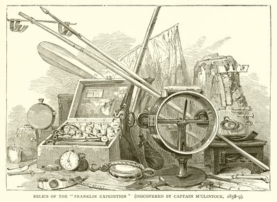 Relikvier fra Franklin-ekspeditionen (opdaget af kaptajn MClintock, 1858-9) af English School