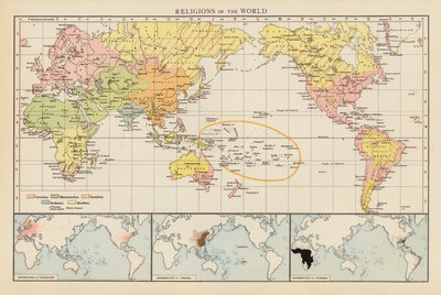 Verdens religioner (farvelitografi) af English School