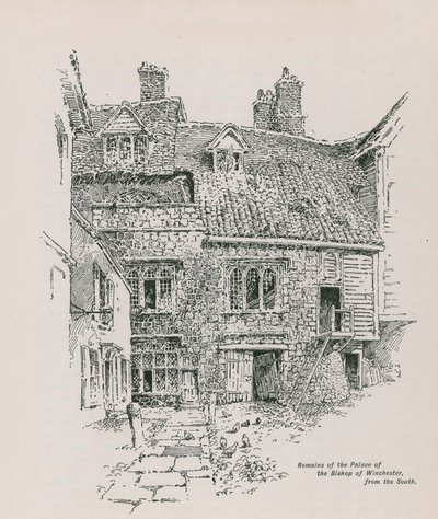 Rester af Palace of the Bishop of Winchester af English School