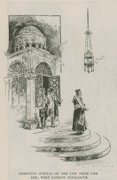 Fjernelse af lovens ruller fra arken, West London Synagogue af English School