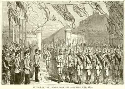 Troppernes tilbagevenden fra Ashantee-krigen, 1874 af English School
