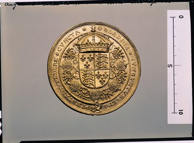 Bagsiden af Henrik VIIIs segl (1491-1547) (guld) (for forsiden se 183056) af English School