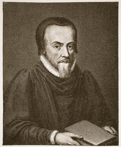 Richard Hooker, illustration fra The Church of England: A History for the People af H.D.M. Spence-Jones, pub. ca. 1910 (sepiafoto) af English School