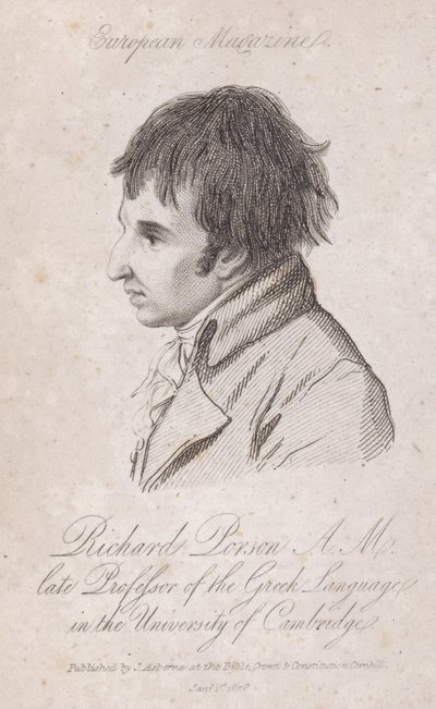 Richard Porson, engelsk lærd, professor i græsk ved Trinity College, Cambridge (gravering) af English School