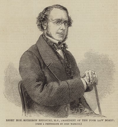 Højre ærede Sotheron Estcourt, MP, formand for Poor Law Board (gravering) af English School