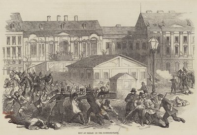Optøjer ved Berlin på Domhofs-Platz (gravering) af English School