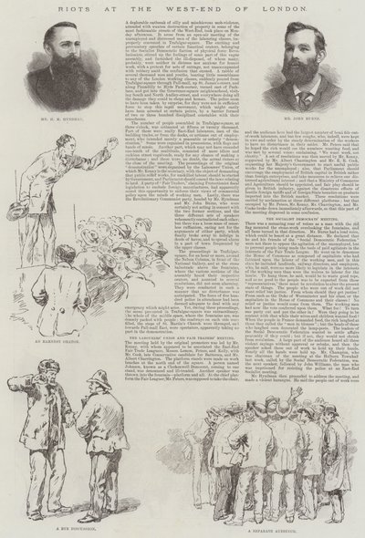 Optøjer i West-End of London (gravering) af English School