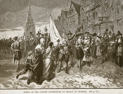 Rising of the London Apprentices på vegne af Charles, illustration fra Cassells Illustrated History of England (sepia-foto) af English School