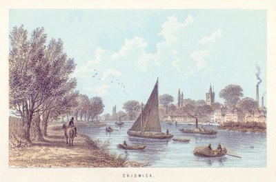 Themsen: Chiswick (farvet gravering) af English School