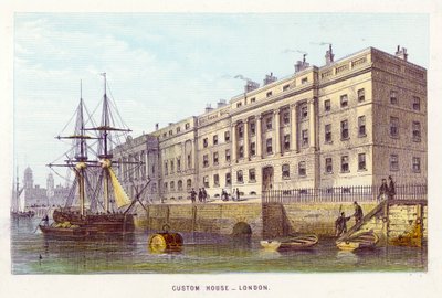 Themse: Zollhaus, London (farbige Gravur) von English School