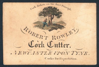 Robert Rowley, korkskærer, handelskort af English School