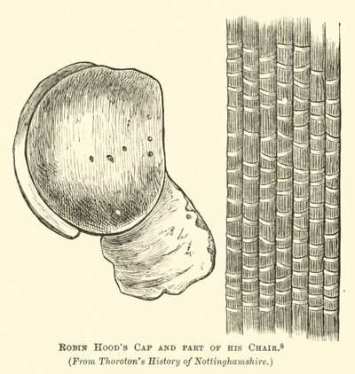 Robin Hoods Mütze und ein Teil seines Stuhls von English School