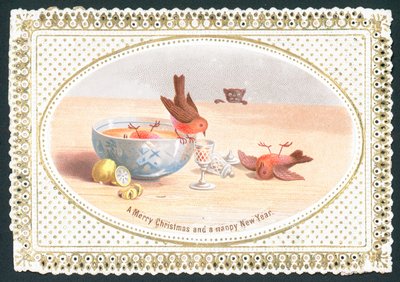 Robins, der har for meget at drikke, julekort af English School