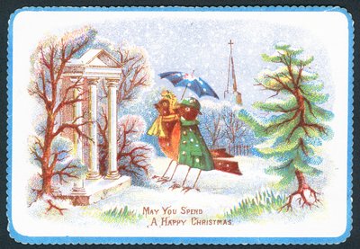 Robins i tøj, julekort af English School