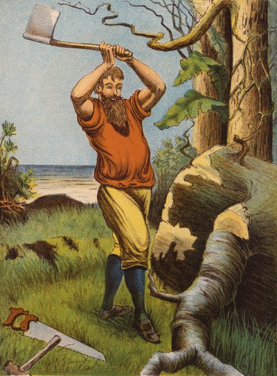 Robinson Crusoe (farvelitografi) af English School