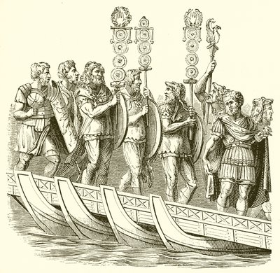 Romerske soldater krydser en bro af både af English School