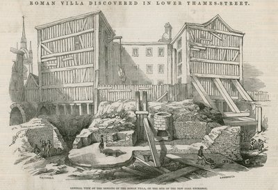 Roman Villa opdaget i Lower Thames Street, London: Generelt billede af resterne af den romerske villa på stedet for den nye kulbørs af English School