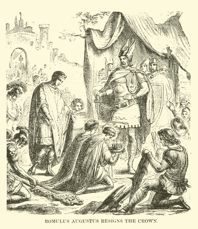 Romulus Augustus træder tilbage fra kronen af English School