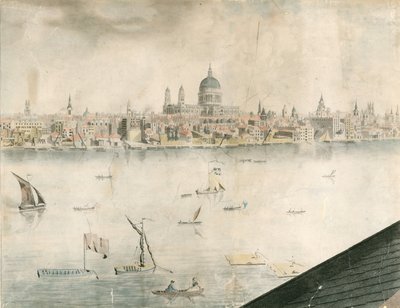 Tagudsigt over St Pauls Cathedral, London og Themsen af English School