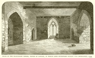 Værelse i Beauchamp Tower, Tower of London, hvor Lord Guildford Dudley blev fængslet, 1554 af English School