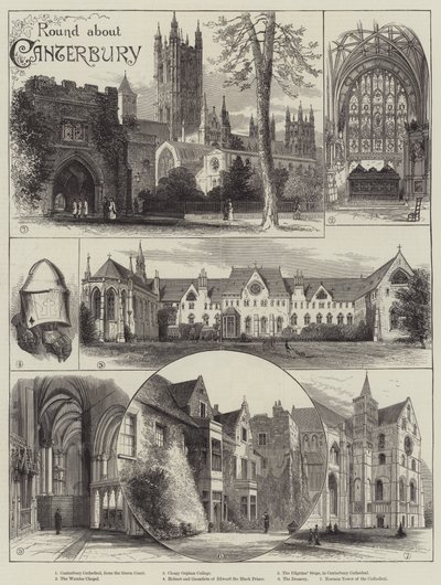 Rundt om Canterbury (gravering) af English School