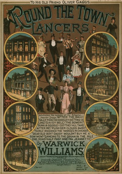 Round the Town Lancers af Warwick Williams; musikalsk partitur af English School