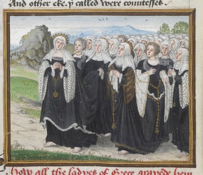 Roy 18 D II f.160 græske kvinder, der rejser til Theben, fra 