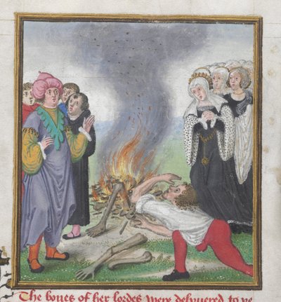 Roy 18 D II f.161 Theseus brænder ligene af athenerne dræbt af kong Creon af Theben, fra 