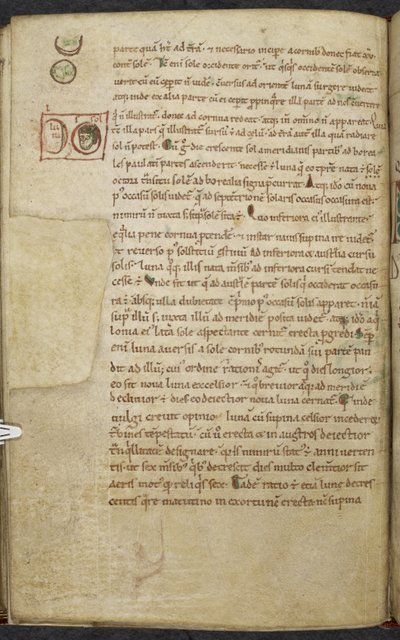 Kongelig 13. A.XI, f.55vMarginaltegninger af Solen og Månen.De temporum ratione.Bede den Ærværdige Mscellany af værker om computus og astronomi.11. århundrede-12. århundrede af English School
