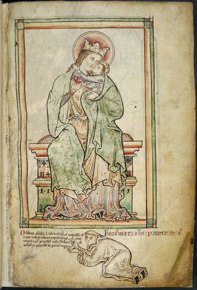 Kongelig 14 C. VII, f.6 Jomfru og barn med kunstner, illustration fra 