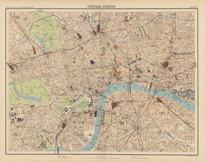 Royal Atlas, c 1900: Central London (farve litho) af English School