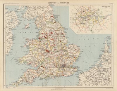 Royal Atlas, c 1900: Counties and Boroughs (farve litho) af English School