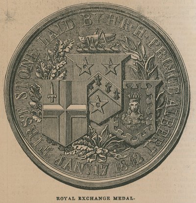 Royal Exchange Medal, slået til for at fejre åbningen af Royal Exchange i 1844 af English School