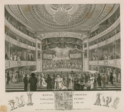 Royal Theatre, Cobourg, Surrey, som første gang åbnede i maj 1818 af English School