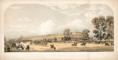 Kongeligt besøg på den store udstilling 1851, østlige indgang af English School