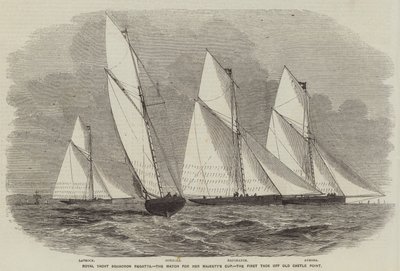 Royal Yacht Squadron Regatta, Kampen om Hendes Majestæts Cup, det første slag af Old Castle Point (gravering) af English School