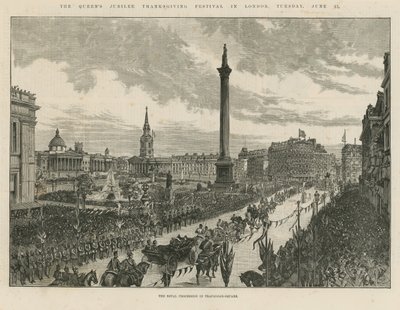 Kongelig procession på Trafalgar Square af English School