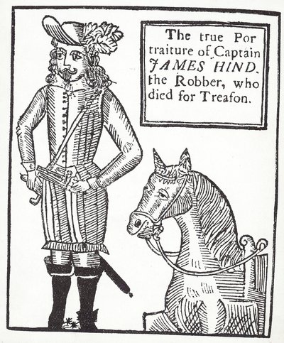 Royalistisk landevejsmand James Hind (gravering) af English School