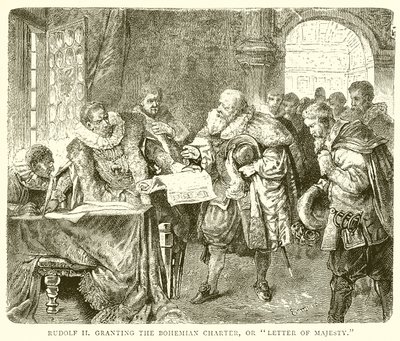 Rudolf II giver Bohemian Charter eller Majestætsbrev af English School