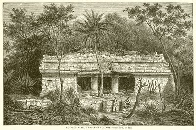 Ruinerne af det aztekiske tempel i Tuloom af English School