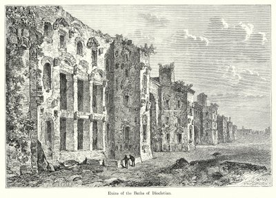 Ruinerne af Diocletians bade (kobberstik) af English School