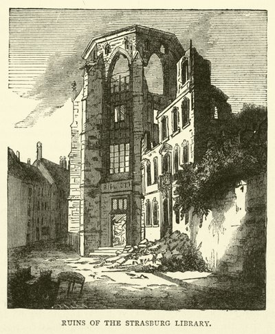 Ruinerne af Strasborgbiblioteket, september 1870 af English School